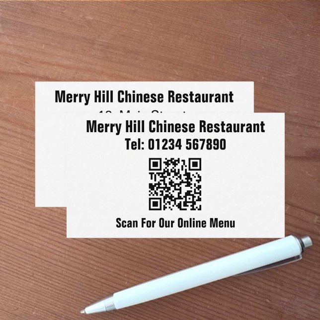 Carte De Visite Restaurant en ligne Menu QR Code (Créateur téléchargé)
