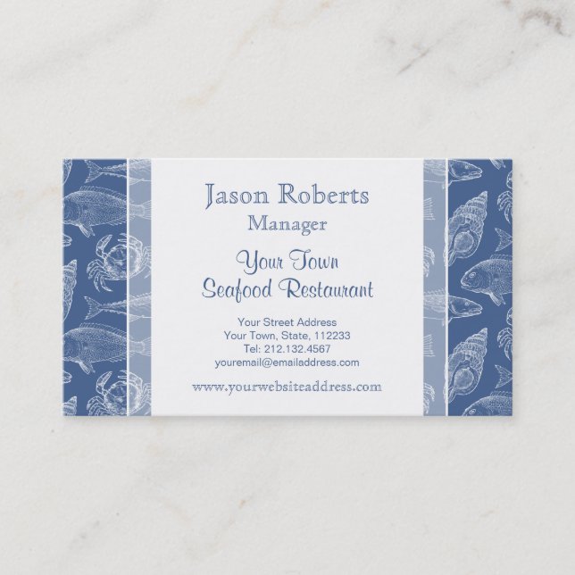 Carte De Visite Restaurant Fishman Fishing Boat or Seafood (Devant)