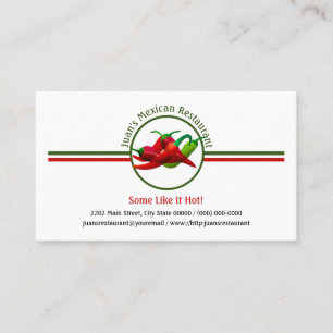 Carte De Visite Restaurant Mexicain Hot Peppers Logo Personnalisé