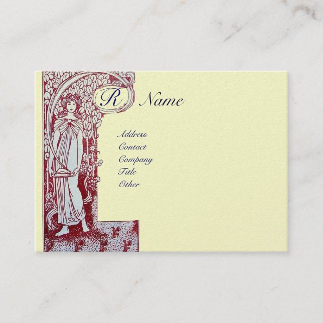 Carte De Visite RESTAURANT MONOGRAM 2 rouge, papier perlé blanc (Devant)