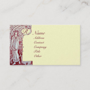 Carte De Visite RESTAURANT MONOGRAM Rouge Brown Cream Pearl