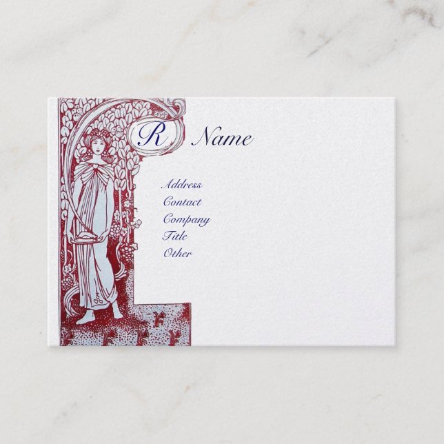Carte De Visite RESTAURANT MONOGRAMME 2 papier perle rouge et blan (Devant)