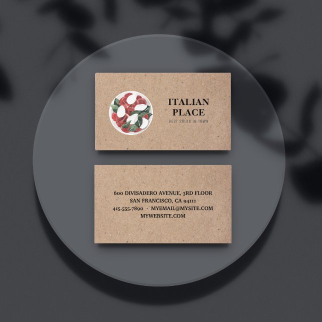 Carte De Visite Restaurant Rustique Italien Logo de salade |Kraft  (Créateur téléchargé)
