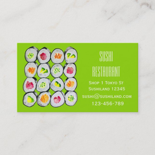 Carte De Visite Restaurant Sushi moderne ou restauration Busin (Devant)
