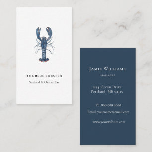 Carte De Visite Restaurant Watercolor Blue Lobster