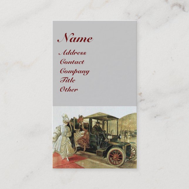 CARTE DE VISITE RESTAURATION AUTO DE VOITURE CLASSIQUE, RÉPARATION (Devant)