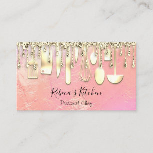 Carte De Visite Restauration Chef Personnel Cuisine Knifes Golden 