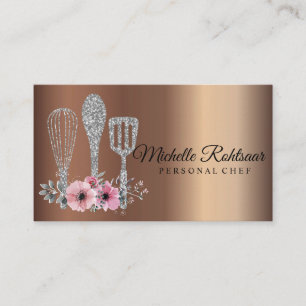 Carte De Visite Restauration Chef Personnel Restaurant Drip Bronze