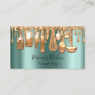 Carte De Visite Restauration Chef Personnel Restaurant Rose Drip G