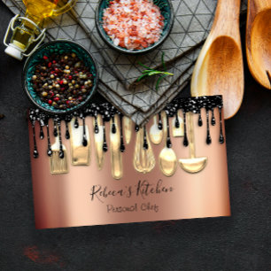 Carte De Visite Restauration Chef Personnel Restaurant Rose Drip G