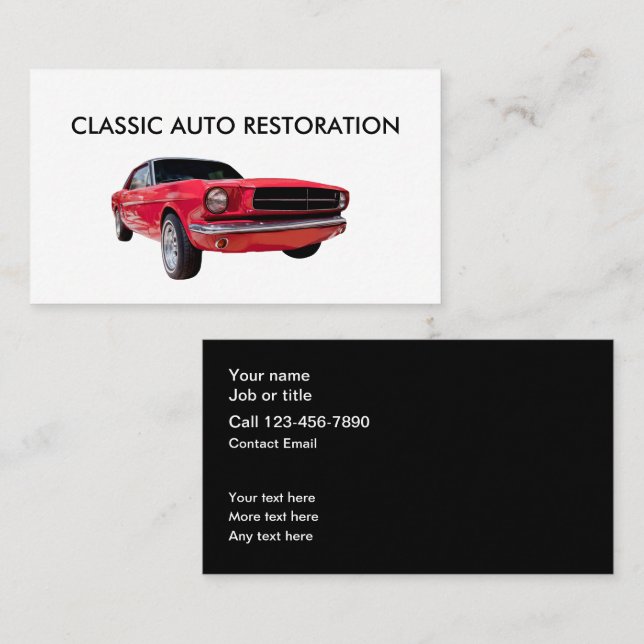 Carte De Visite Restauration de voitures classiques de luxe (Devant / Derrière)