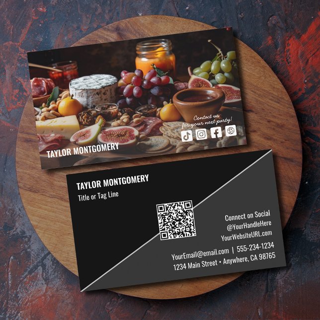 Carte De Visite Restauration des médias sociaux Code QR (Catering Social Media QR Code Business Cards)