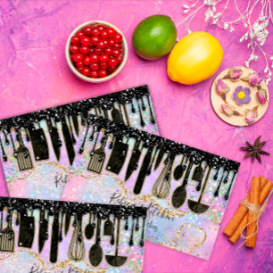 Carte De Visite Restauration Personnel Chef Restaurant Black Drip