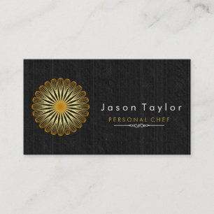 Carte De Visite Restauration Retro Chef de bois Noir Cercle de Whi