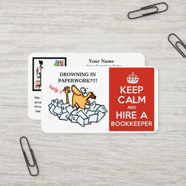 Carte De Visite Restez Calme & Embauchez un Comptable / Experts-Co (Devant/Arrière en situation)