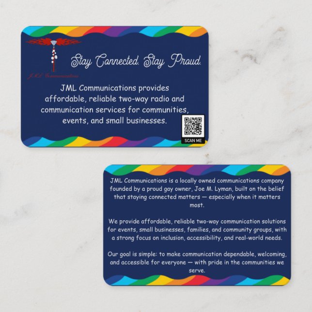 Carte De Visite Restez connectés. Restez fiers (Devant / Derrière)