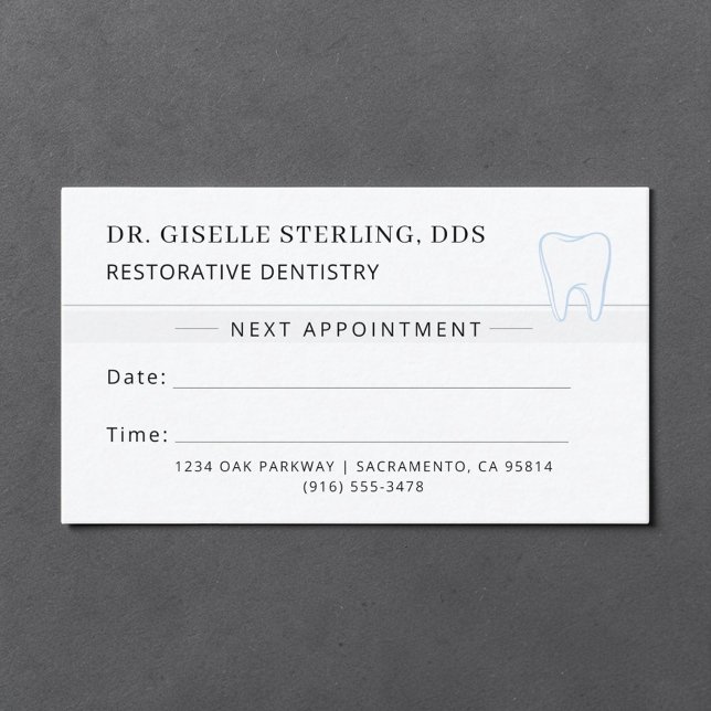 Carte De Visite Restorative Dentistry Tooth Appointment Card (Créateur téléchargé)
