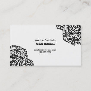 Carte De Visite Résumé Abstrait Contemporain Noir et Blanc