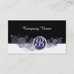 Carte De Visite Résumé bleu-foncé et noir et blanc