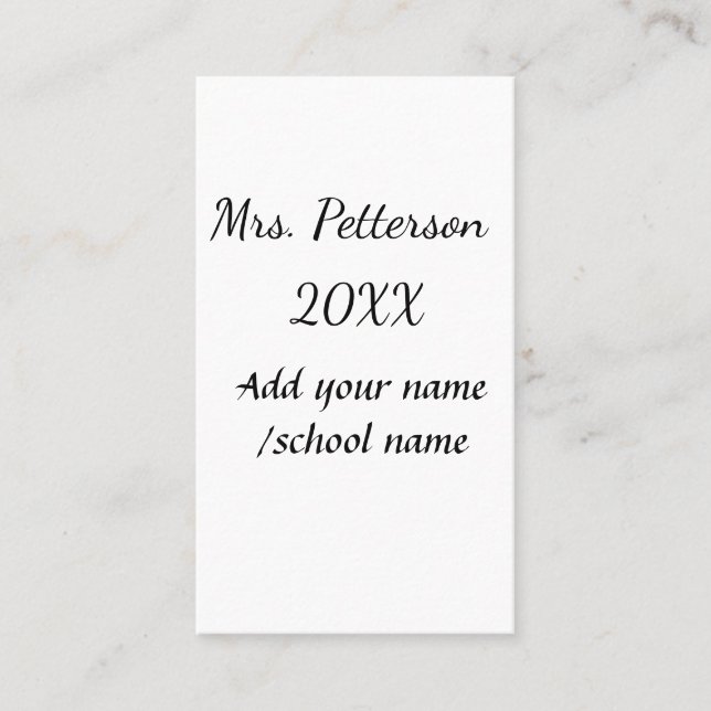 Carte De Visite Retour à l'école ajouter nom de l'enseignant année (Devant)