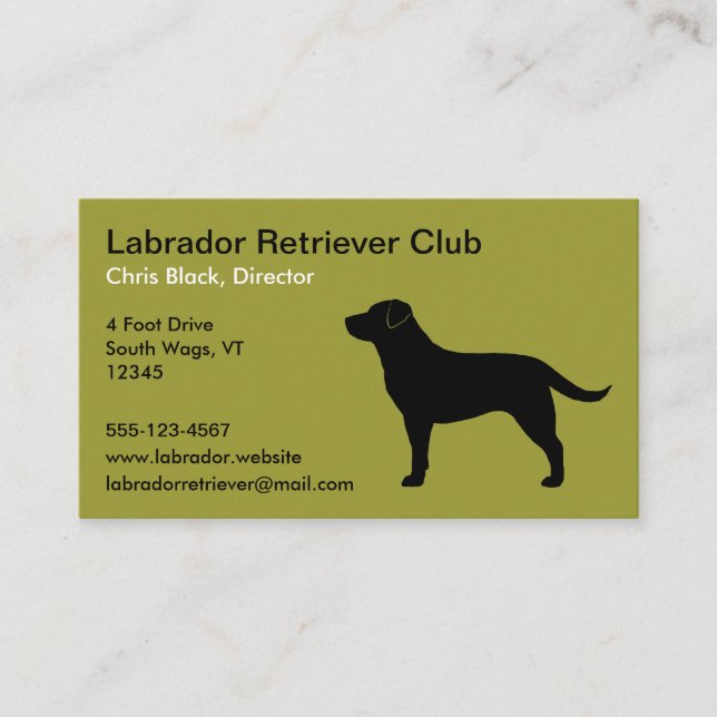 Carte De Visite Retriever du Labrador (Noir) (Devant)
