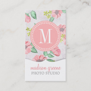 Carte De Visite Rétro aquarelle rose florale personnalisée