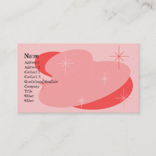 Carte De Visite Rétro atomique rose et rouge