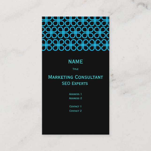 Carte de visite Retro Black & Aqua (Devant)