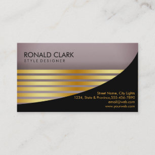 Carte De Visite Retro Black Gold Services financiers Construction