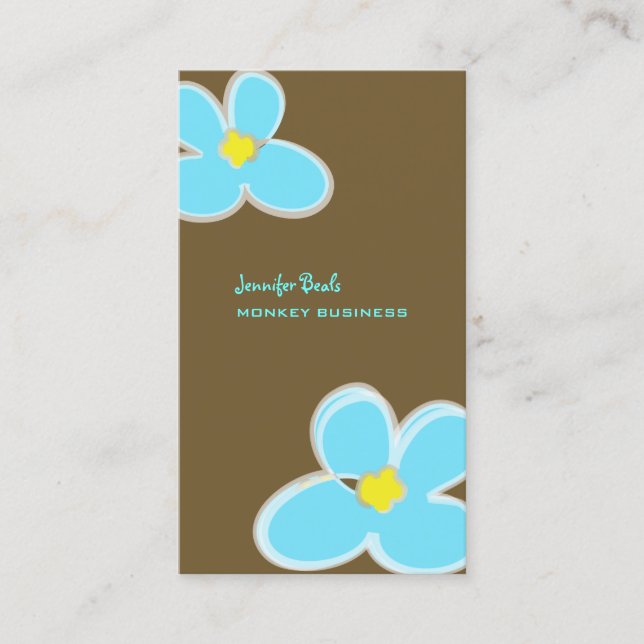Carte De Visite RETRO BLUE PLUMERIAS/do-it-yourself COULEUR ARRIÈR (Devant)