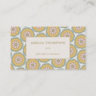 Carte De Visite Rétro Boho Mandala Floral Personnalisé Élégant