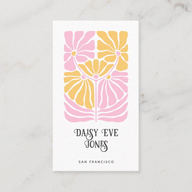 Carte De Visite Rétro Boho Rose Or Orange Floral  (Devant)