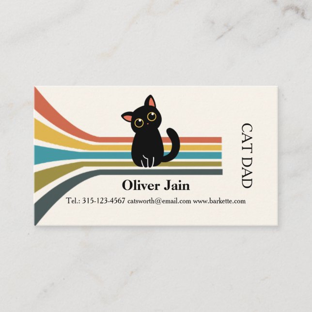 Carte de visite Retro Bold | papa chat  (Devant)