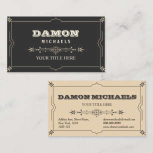 Carte De Visite Rétro cadre vintage élégant chic pour les homme