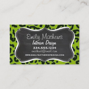 Carte De Visite Retro Chalkboard; Apple Green Leopard Poster de an