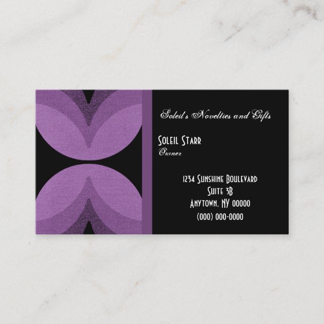 Carte de visite rétro chic, aubergine (Devant)