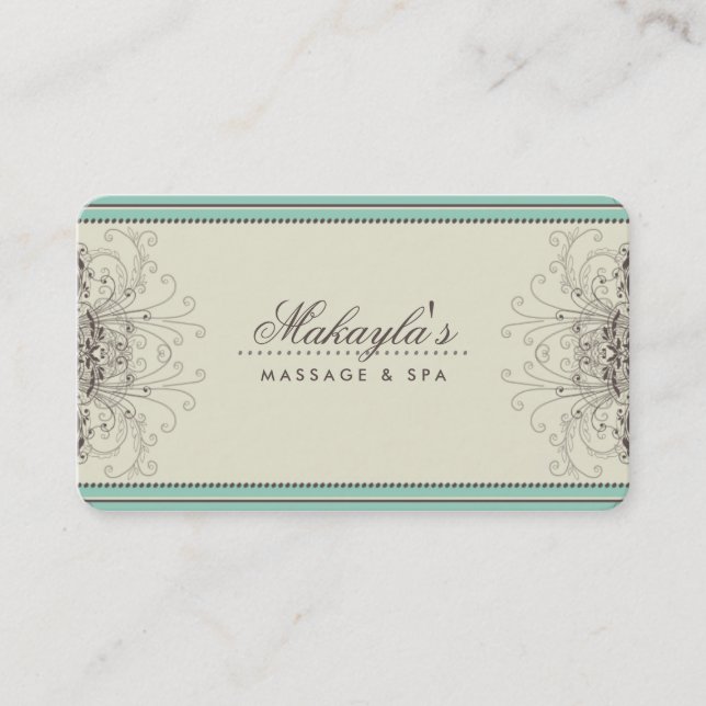 Carte De Visite Rétro chic moderne élégant de damassé florale de (Devant)