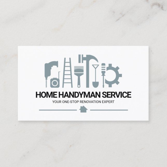 Carte De Visite Rétro Construction Handyman Outils Motif (Devant)