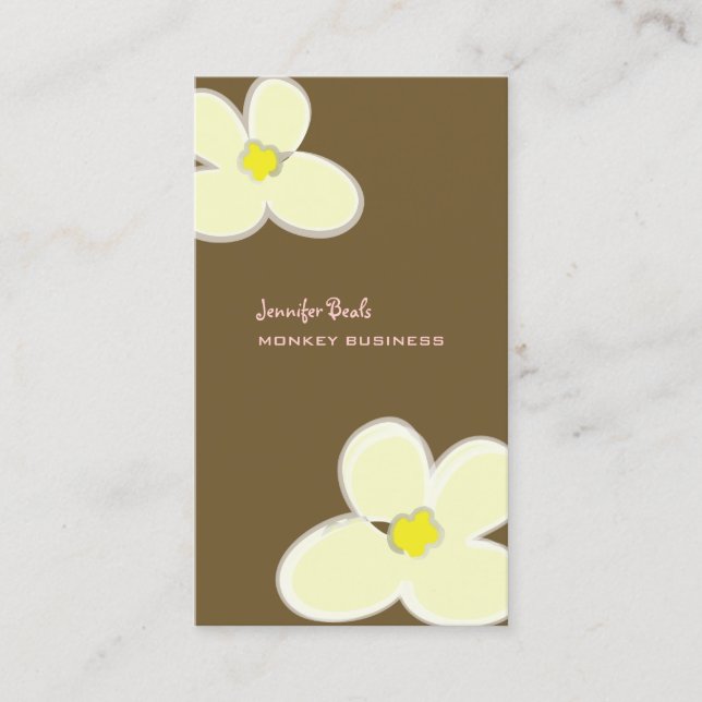 CARTE DE VISITE RETRO CREAM PLUMERIAS/FOND DE COULEUR DIY (Devant)