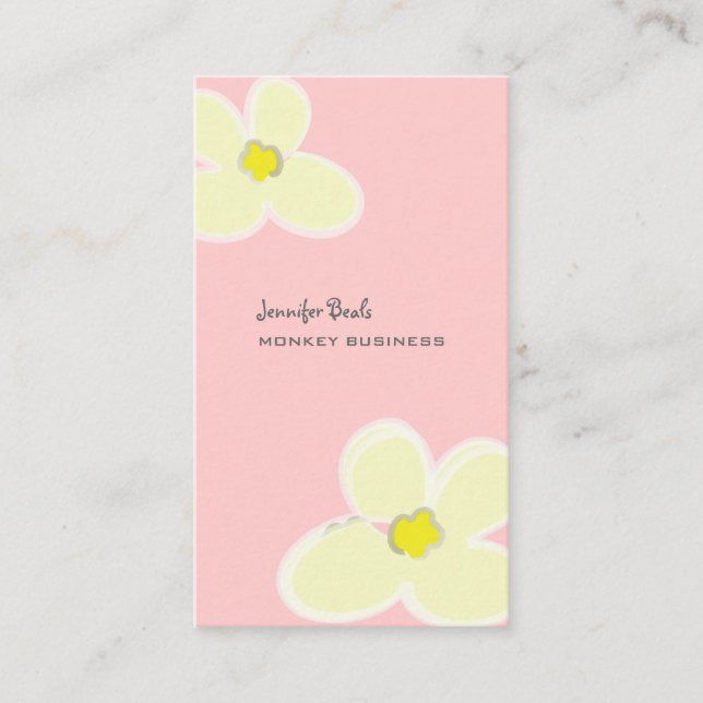 CARTE DE VISITE RETRO CREAM PLUMERIAS/FOND DE COULEUR DIY (Devant)