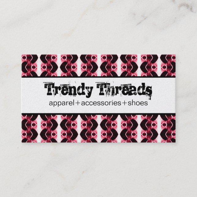 Carte de visite rétro éblouissant, rose (Devant)