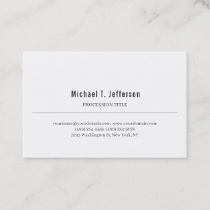 Carte De Visite Rétro Élégant Classique Simple Blanc