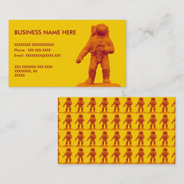Carte De Visite Rétro figurine d'astronaute (Devant / Derrière)
