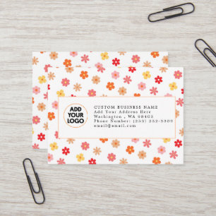 Carte De Visite 🌸 Rétro Floral Fantaisiste Logo Personnalisé Entr