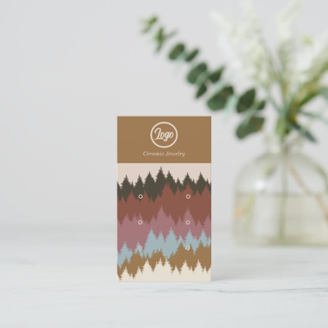 Carte De Visite Retro Forest 3 Boucles d'oreilles Bijoux Logo Cart (Debout devant)