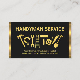 Carte De Visite Retro Gold Stripes Handyman Outils #ZazzleMade