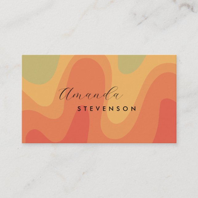 Carte De Visite Retro Groove Liquid Abstrait III (Devant)