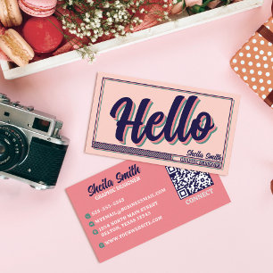 Carte De Visite Retro "Hello" Typographie Cool Color Scheme