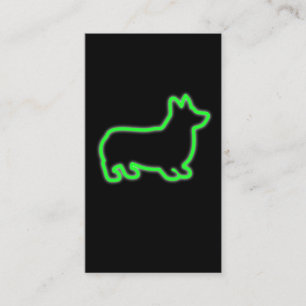 Carte De Visite rétro idée au néon de cadeau de chien de corgi
