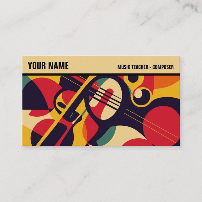 Carte De Visite Retro Jazz Abstrait Professionnel (Devant)